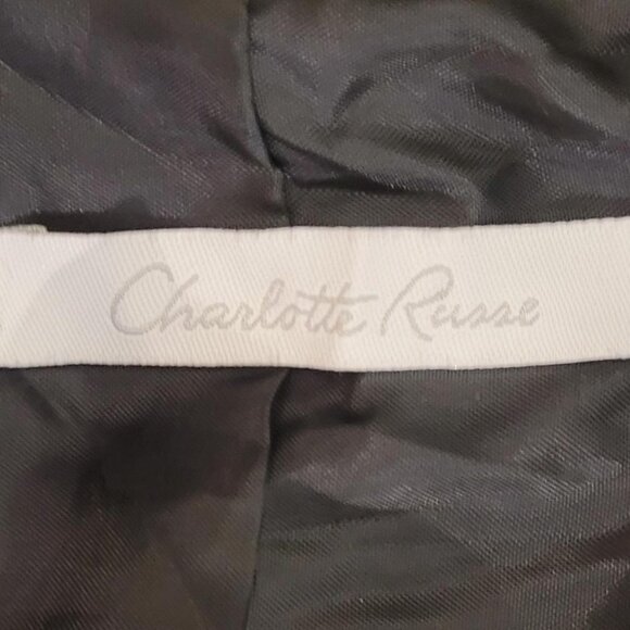 Charlotte Russe Black long sleeve button up blazer jacket with floral print - Picture 4 of 6